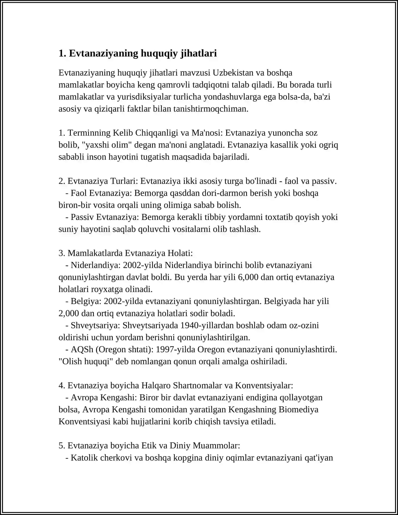 EVTANAZIYA MUAMMOLARI 3