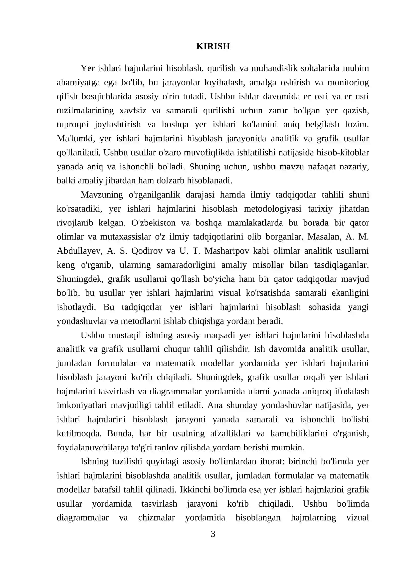 Yer ishlari hajmlarini hisoblashning analitik va grafik usullari 3