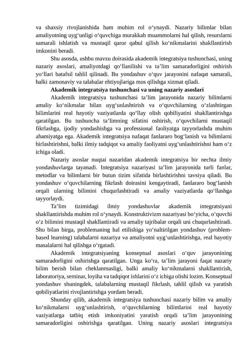 Akademik integratsiyasi nazariya va amaliyot uyg'onligi 3