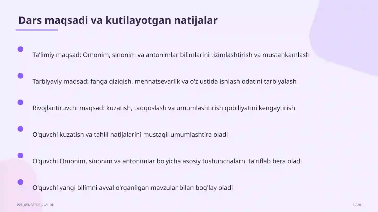 Omonim, sinonim va antonimlar (5-sinf) 3