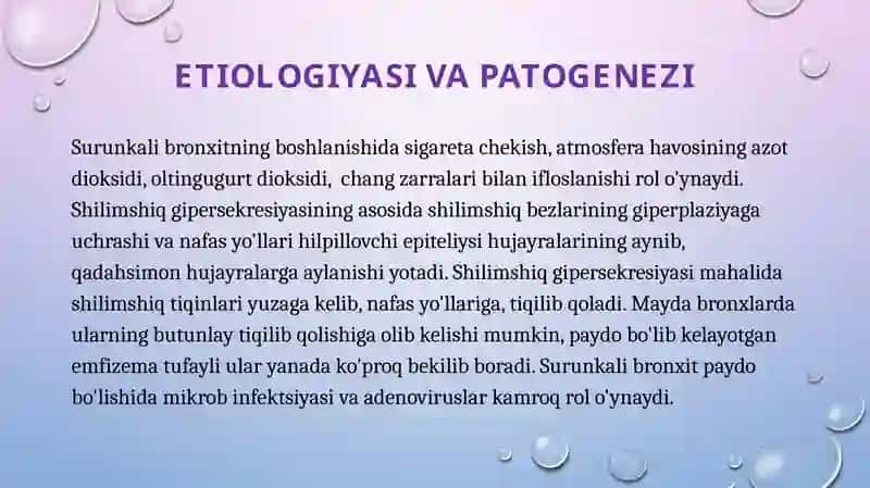 Surunkalibronxitetiologiyasi, patogenezi, patologikanatomiyasi, asoratlari 3