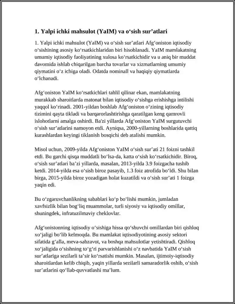 Yalpi ichki mahsulot (YaIM) va oʻsish surʼatlari 3