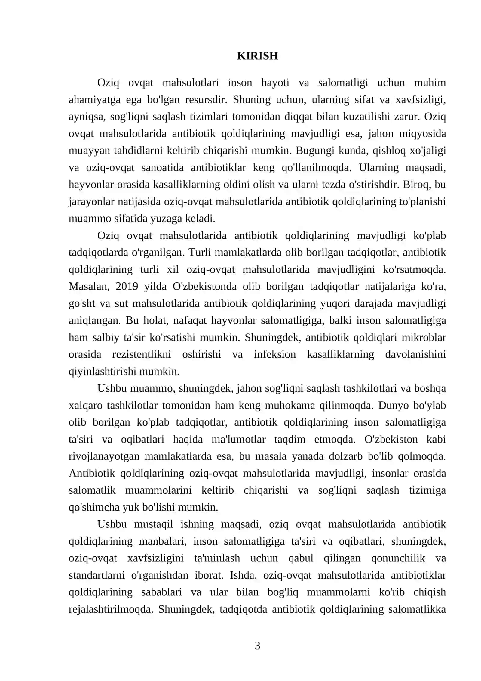 Oziq ovqat mahsulotlari tarkibidagi antibiotik qoldiqlar muomosi 3