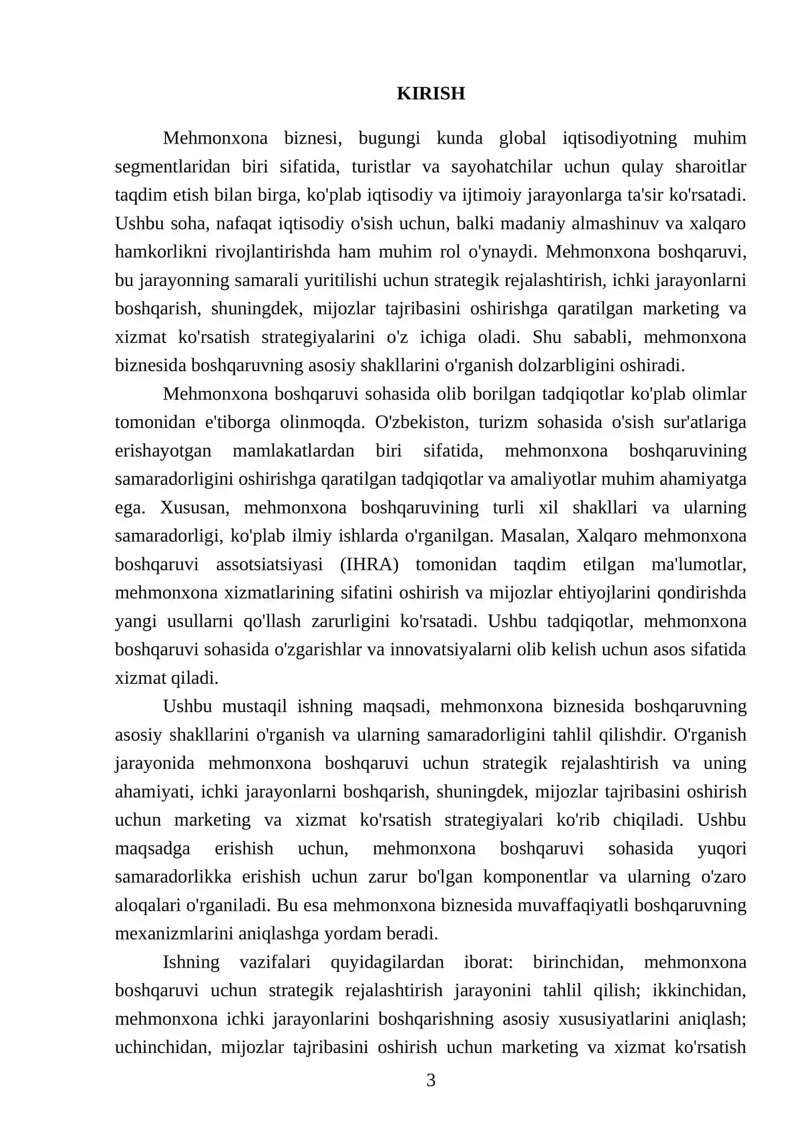 Mehmonxona biznesida boshqaruvning asosiy shakllari 3
