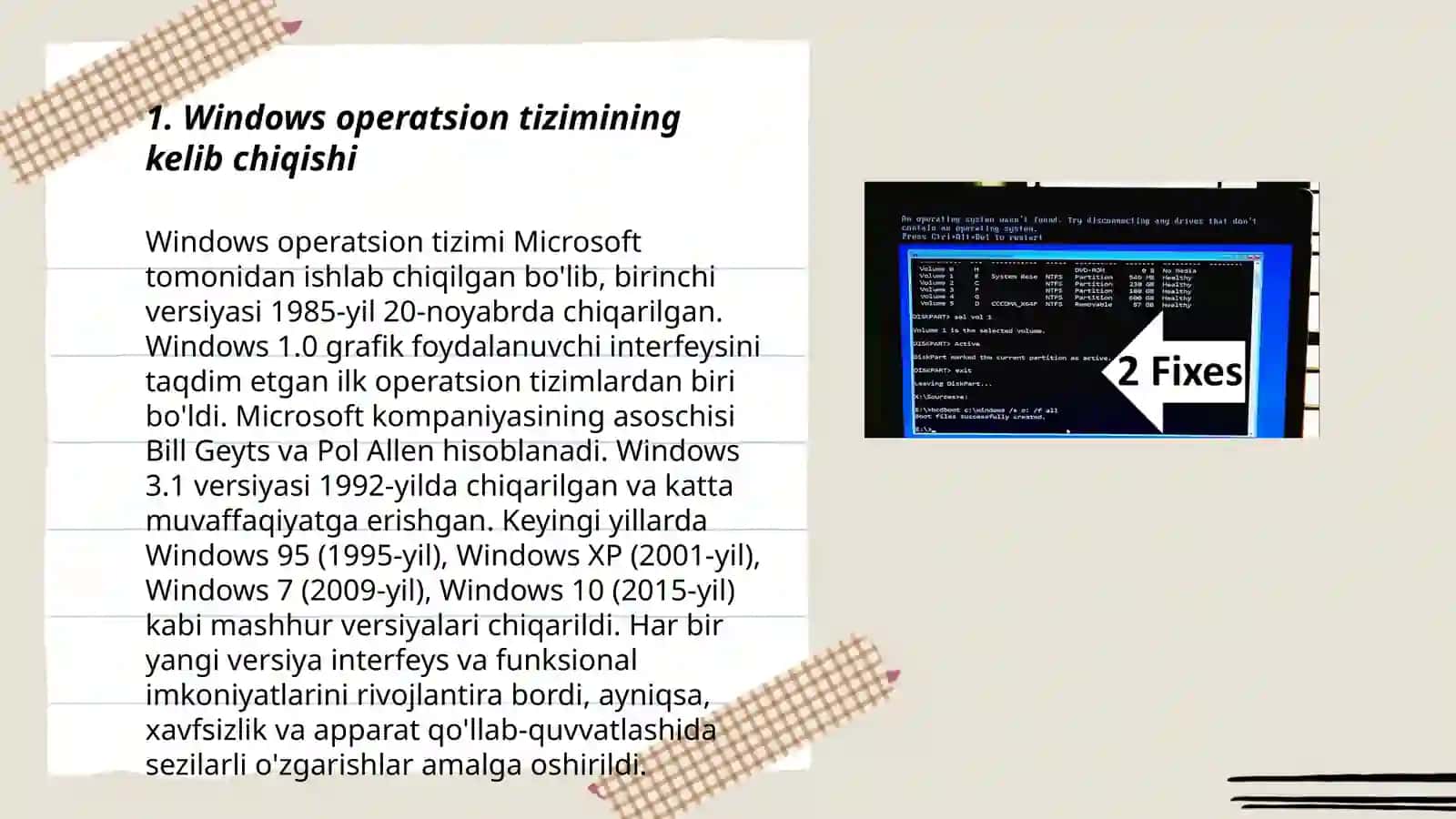 Windows operatsion tizimi tarixi va unda ishlash asoslari 3