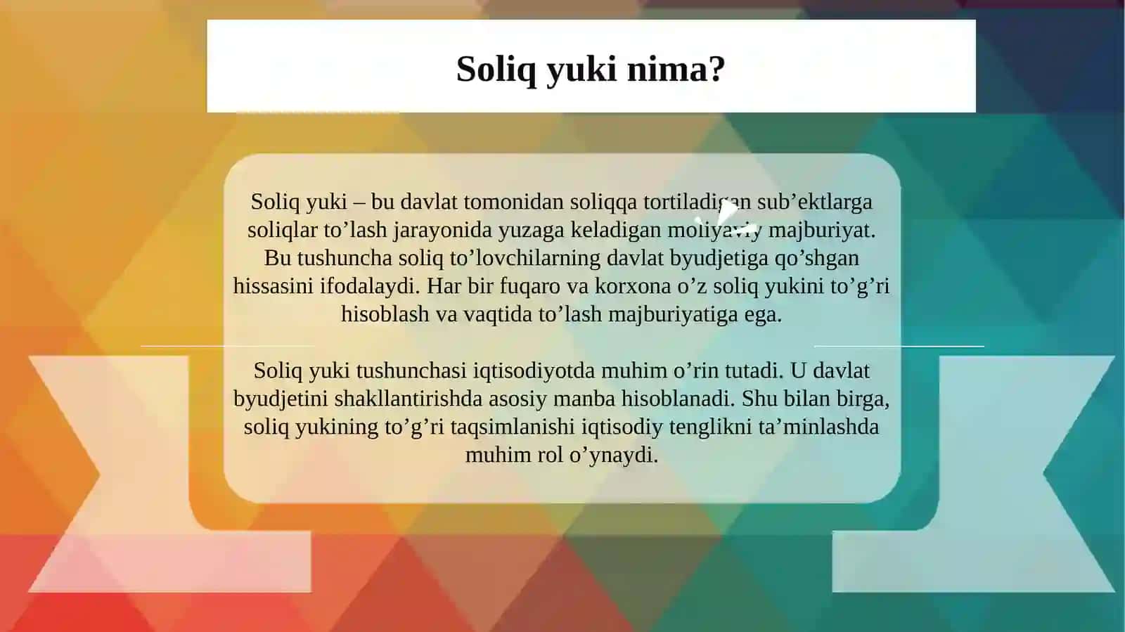 Soliq yuki tushunchasi, hisoblash metodlari hamda iqtisodiyotning rivojlanishiga ta'siri 3