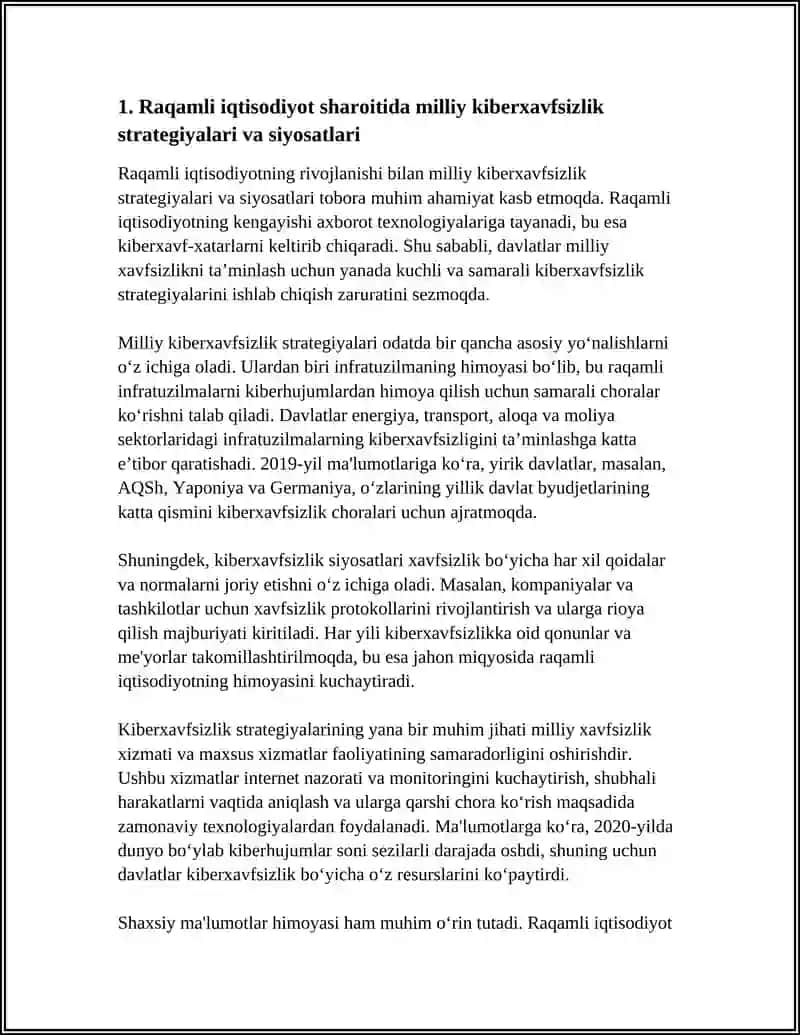 RAQAMLI IQTISODIYOT SHAROITIDA KIBERXAVFSIZLIKNING MILLIY VA XALQARO TAJRIBALARI 3