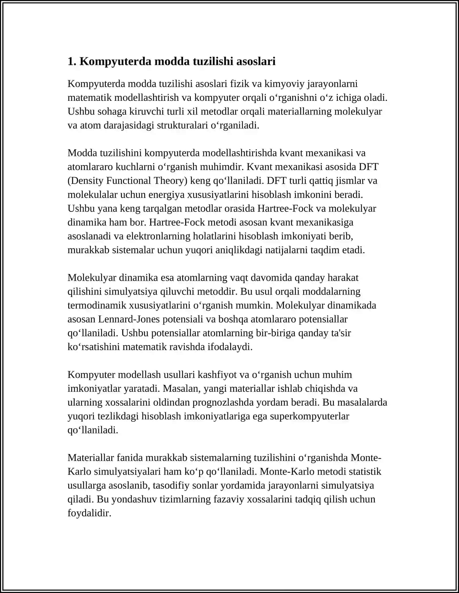 KOMPYUTERDA MODDA TUZILISHI VA UNDA YUZ BERADIGAN JARAYONLARNI MODELLASHTIRISH BOSQICHLAR 3