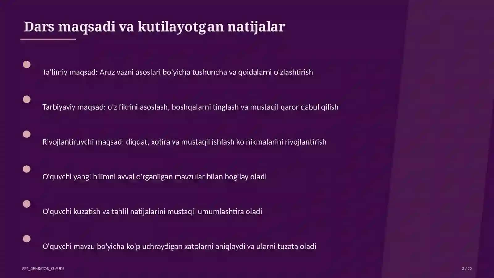 Aruz vazni asoslari (9-sinf) 3