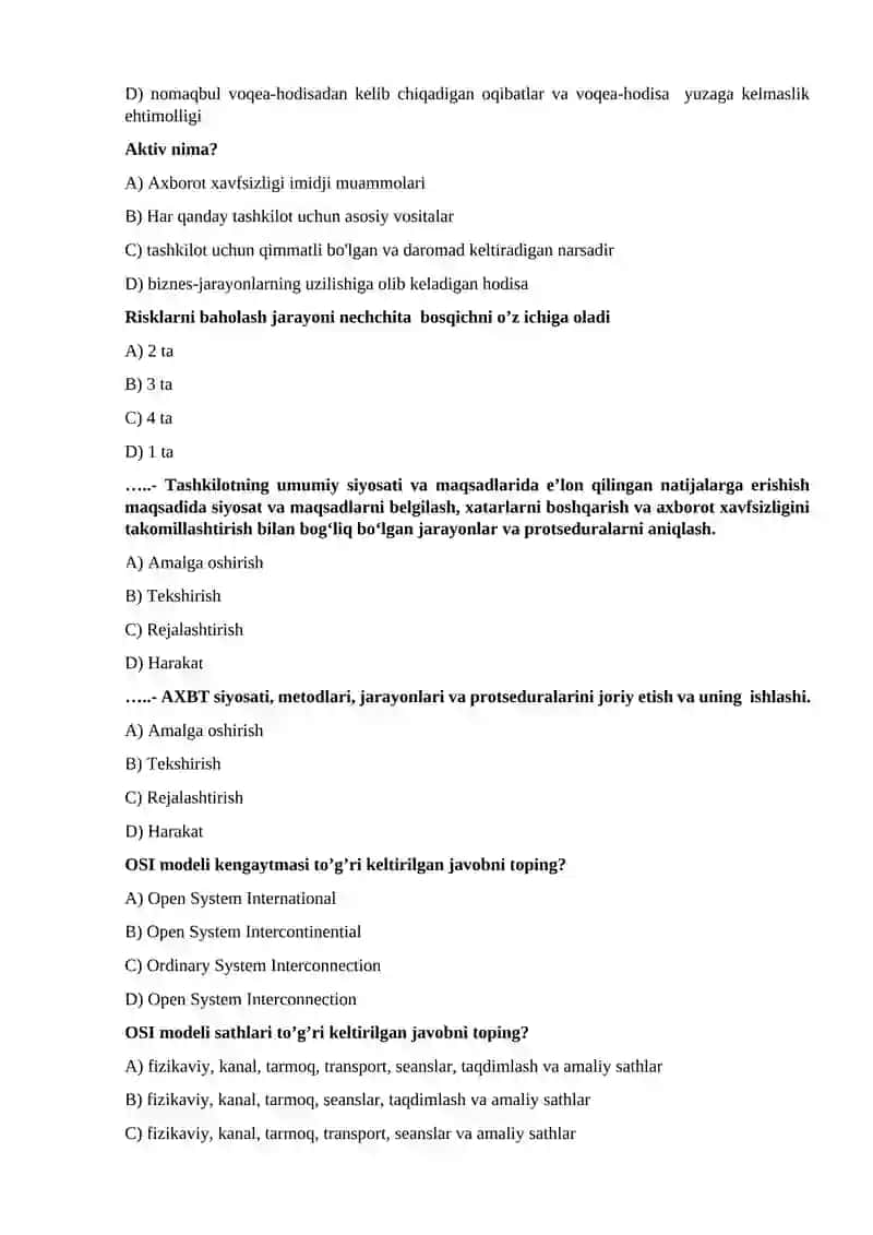 Tarmoq xavfsizligi testlar 3