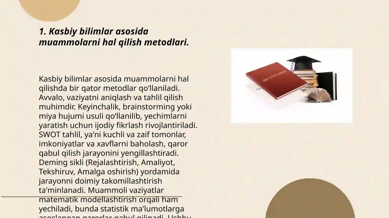 Pedagogik masala vaziyatlarini yechishda kasbga oid bilimlardan foydalanish 3