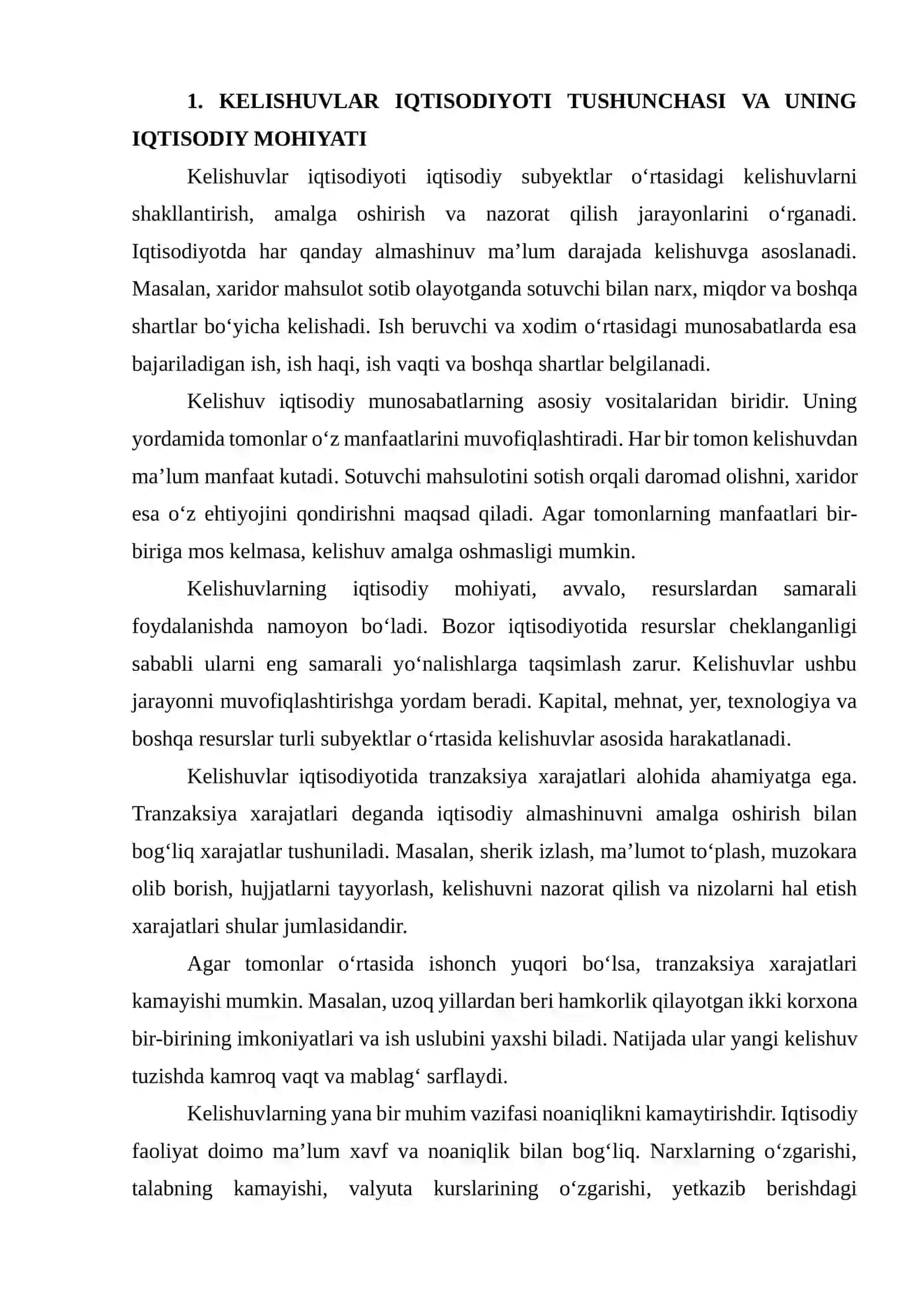 KELISHUVLAR IQTISODIYOTI: NORMALARI VA TURLARI 3