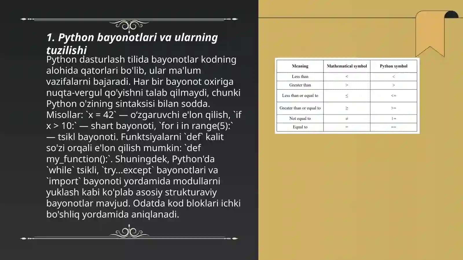 Python bayonotlari va ularning tuzilishi 3