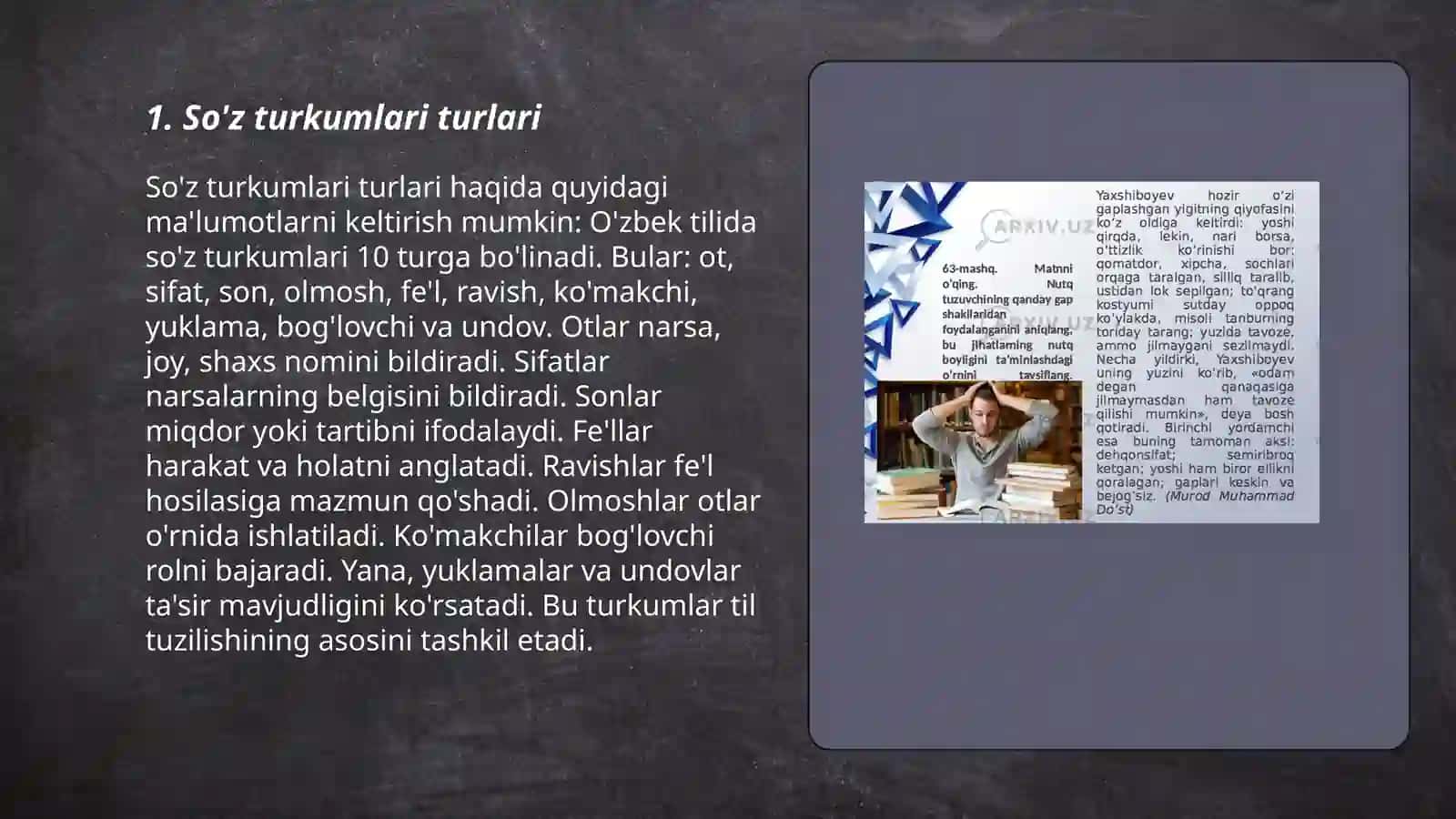 6-sinf ona tili darsligida so'z turkumlari tasnifi 3