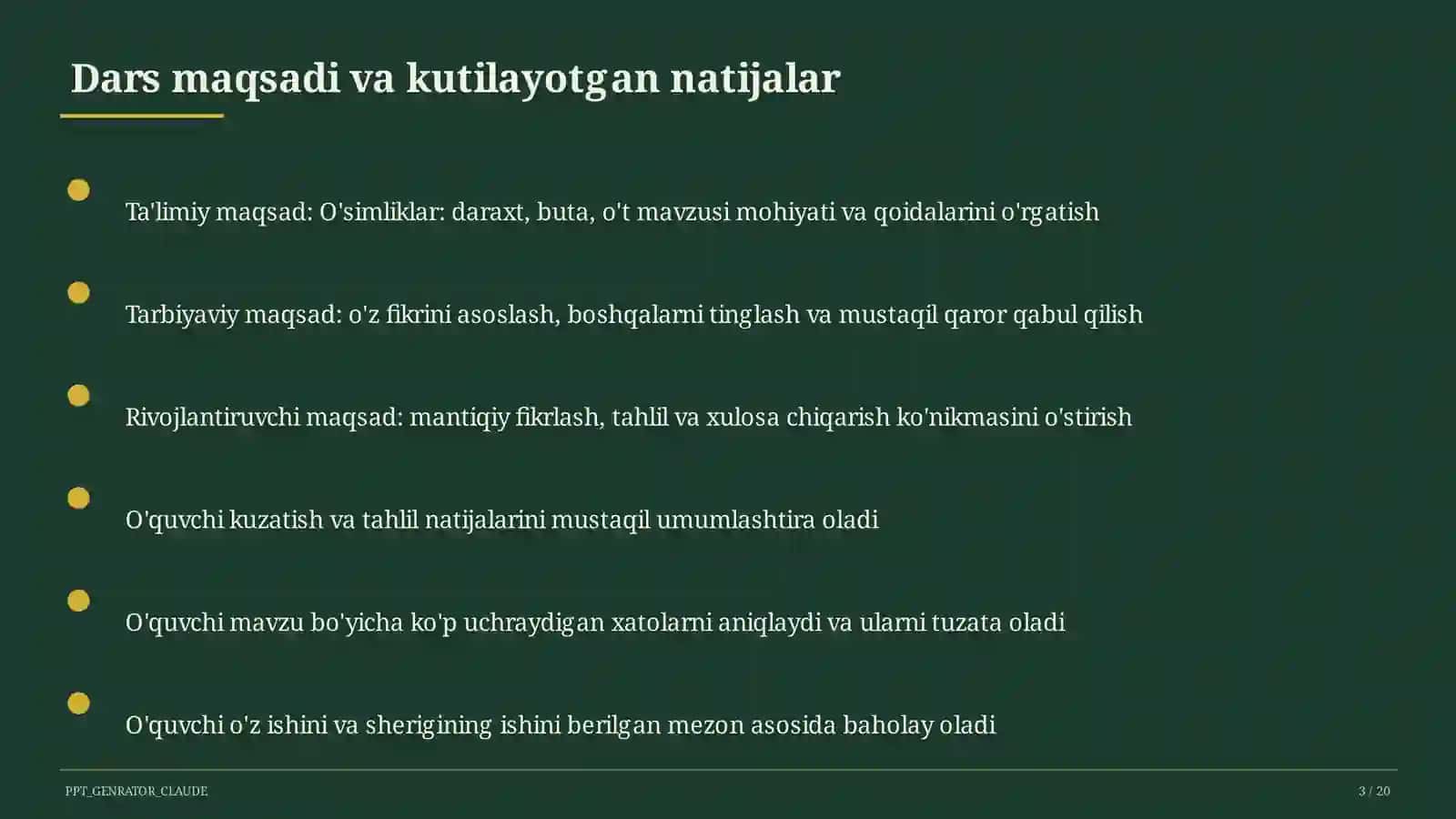 O'simliklar: daraxt, buta, o't (1-sinf) 3