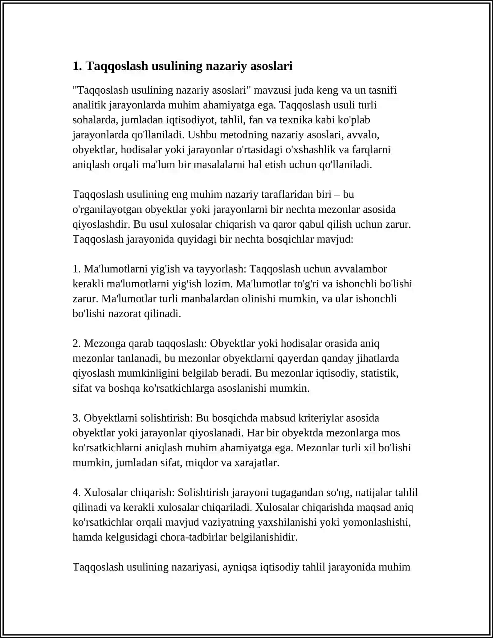 TAQQOSLASH USULI VA UNI TAXLILDA QO'LLASH 3