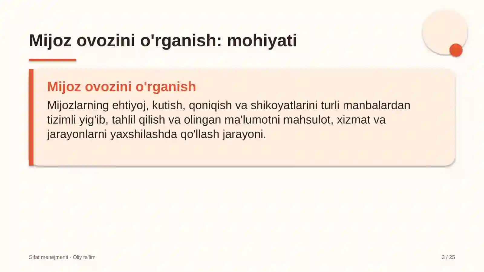 chakana savdoda mijoz ovozini o'rganish 3609 3