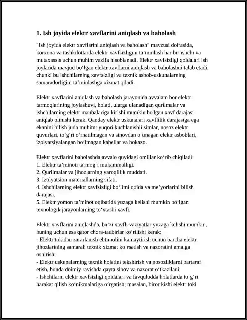 ISH JOYIDA ELEKTR XAVFSIZLIGI QOIDALARI 3