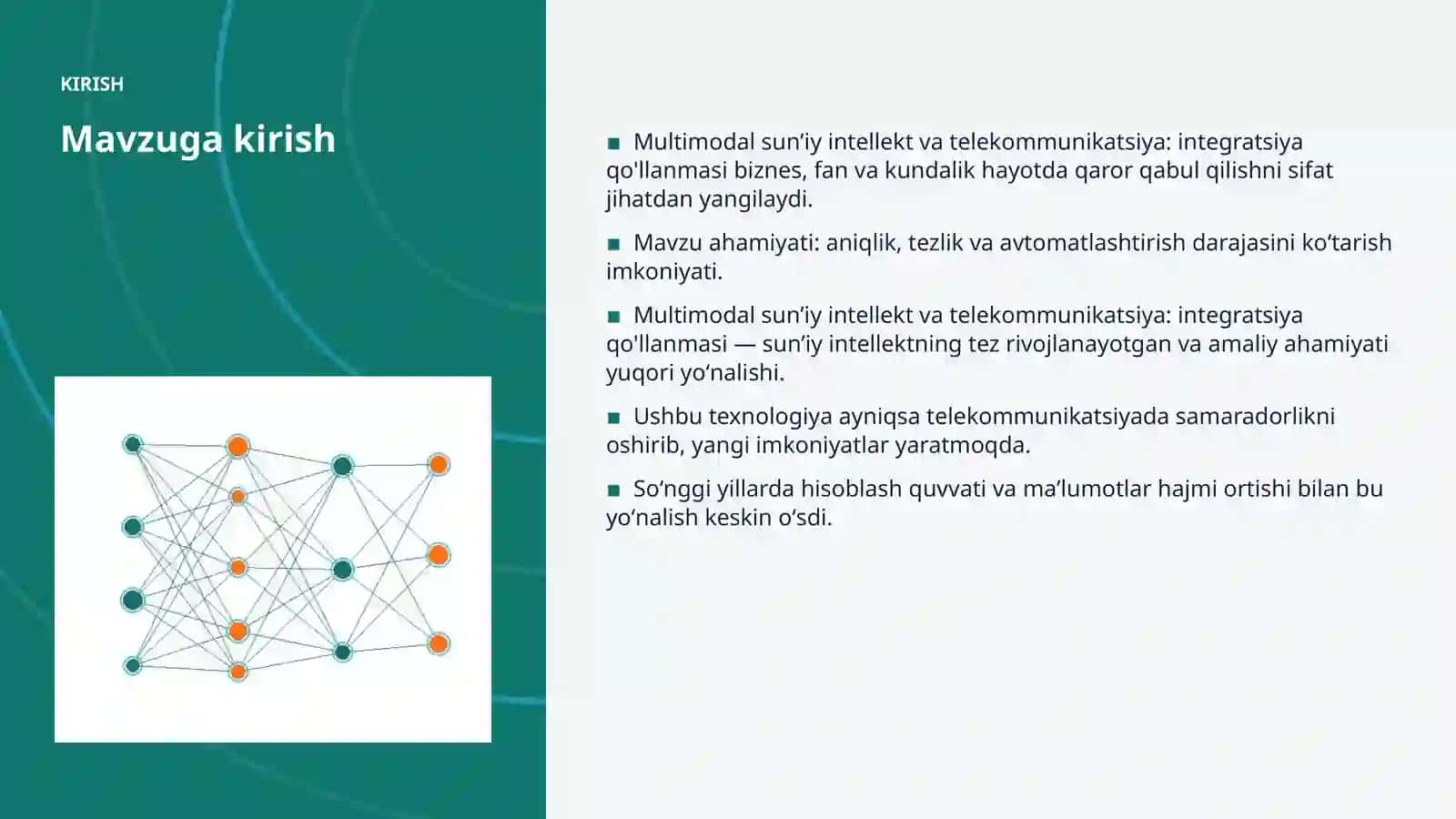 Multimodal sunʼiy intellekt va telekommunikatsiya: integratsiya qo'llanmasi 3