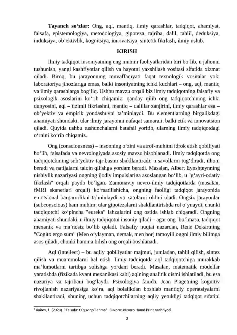 O‘ng, aql, mantiq va ilmiy qarashlarning ilmiy tadqiqotdagi ahamiyati 3