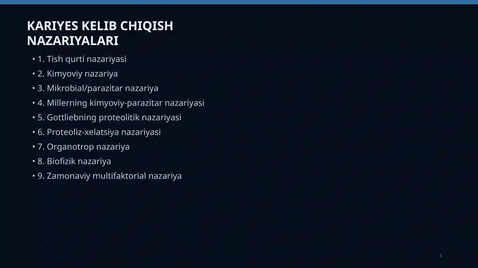 KARIYES KELIB CHIQISH NAZARIYALARIVA KARIYES EPIDEMIOLOGIYASI 3