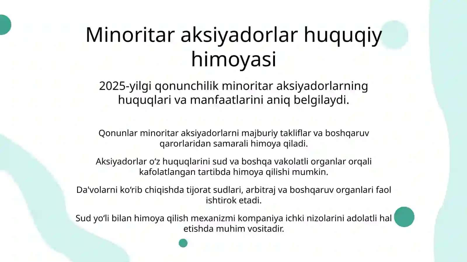 Minoritar aksiyadorlarning huquqlari va qonuniy manfaatlari ximoya qilish mexanizmi 3