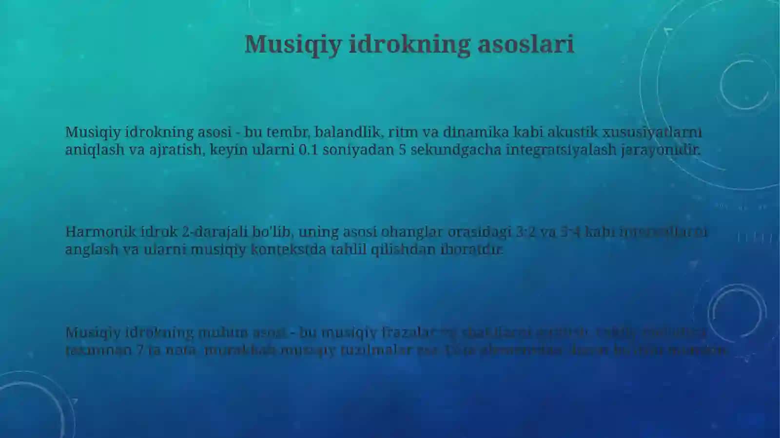 Musiqiy idrok, xotira va tafakkur 3