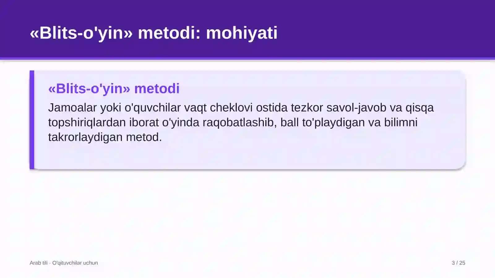 arab tili darslarida blits o'yin metodidan foydalanish 4735 3