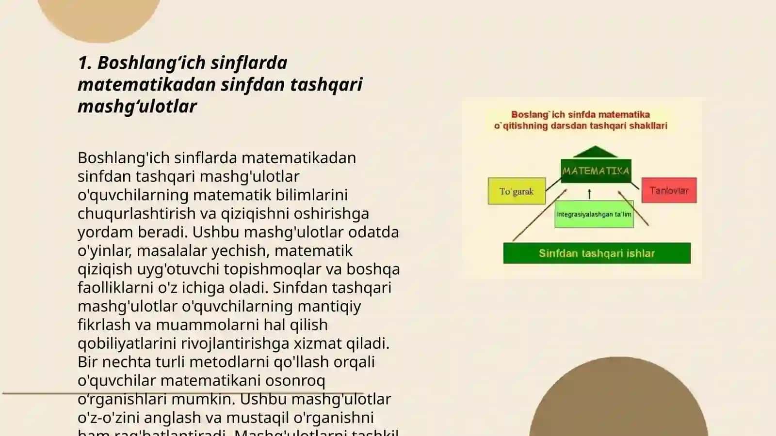 Boshlangʻich sinflarda matematikadan Sinfdan tashqari ishlarning tashkil etish 3