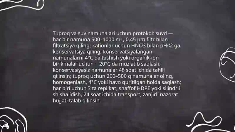 Tuproq va suv namunalardan ion bogʻlanishli birikmalarni aniqlash 3