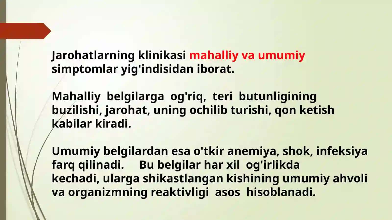 Jarohatlar.Turlari va kechishi 3