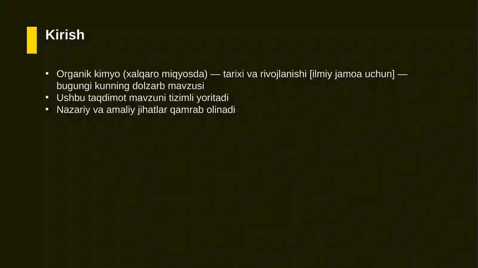 Organik kimyo (xalqaro miqyosda) — tarixi va rivojlanishi [ilmiy jamoa uchun] 3