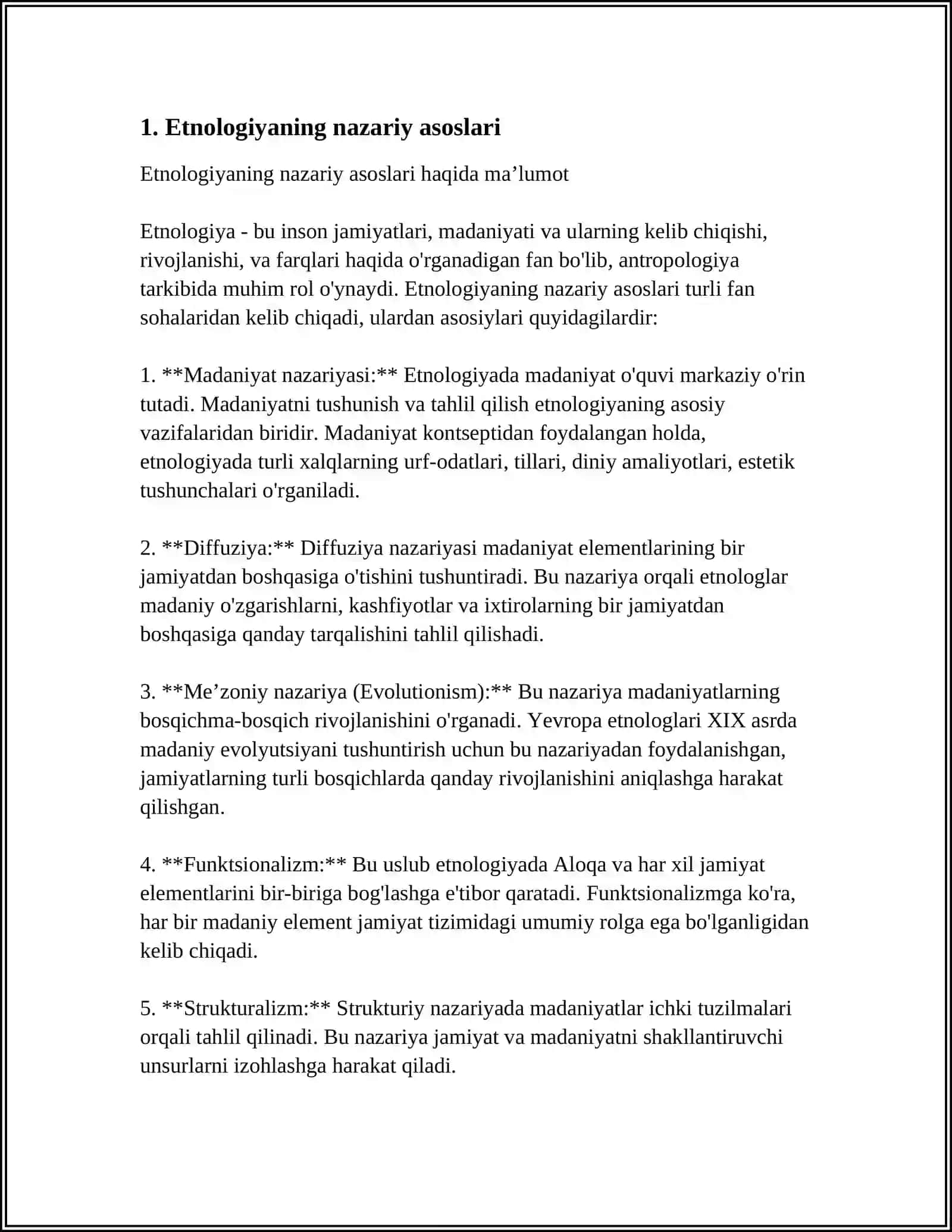 ETNOLOGIYANING ASOSIY YO'NALISHLARI VA MAKTABLARI 3