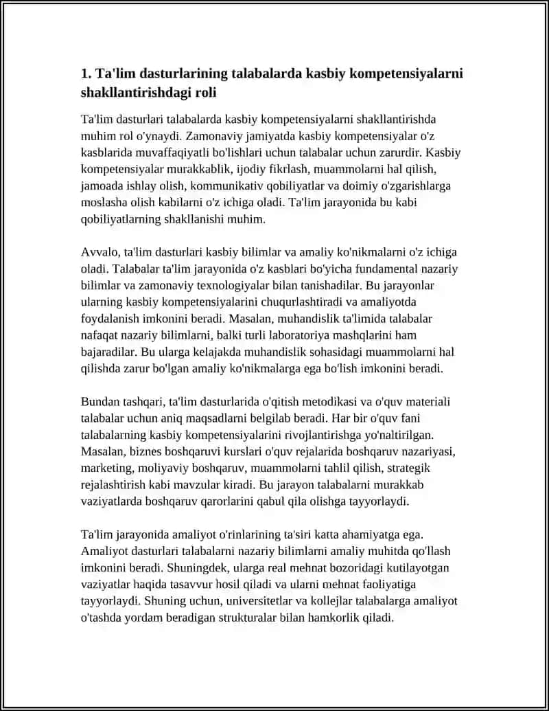 TALABALARDA KASBIY KOMPETENSIYALARNI SHAKLLANTIRISHDA TA’LIMNING ROLI 3