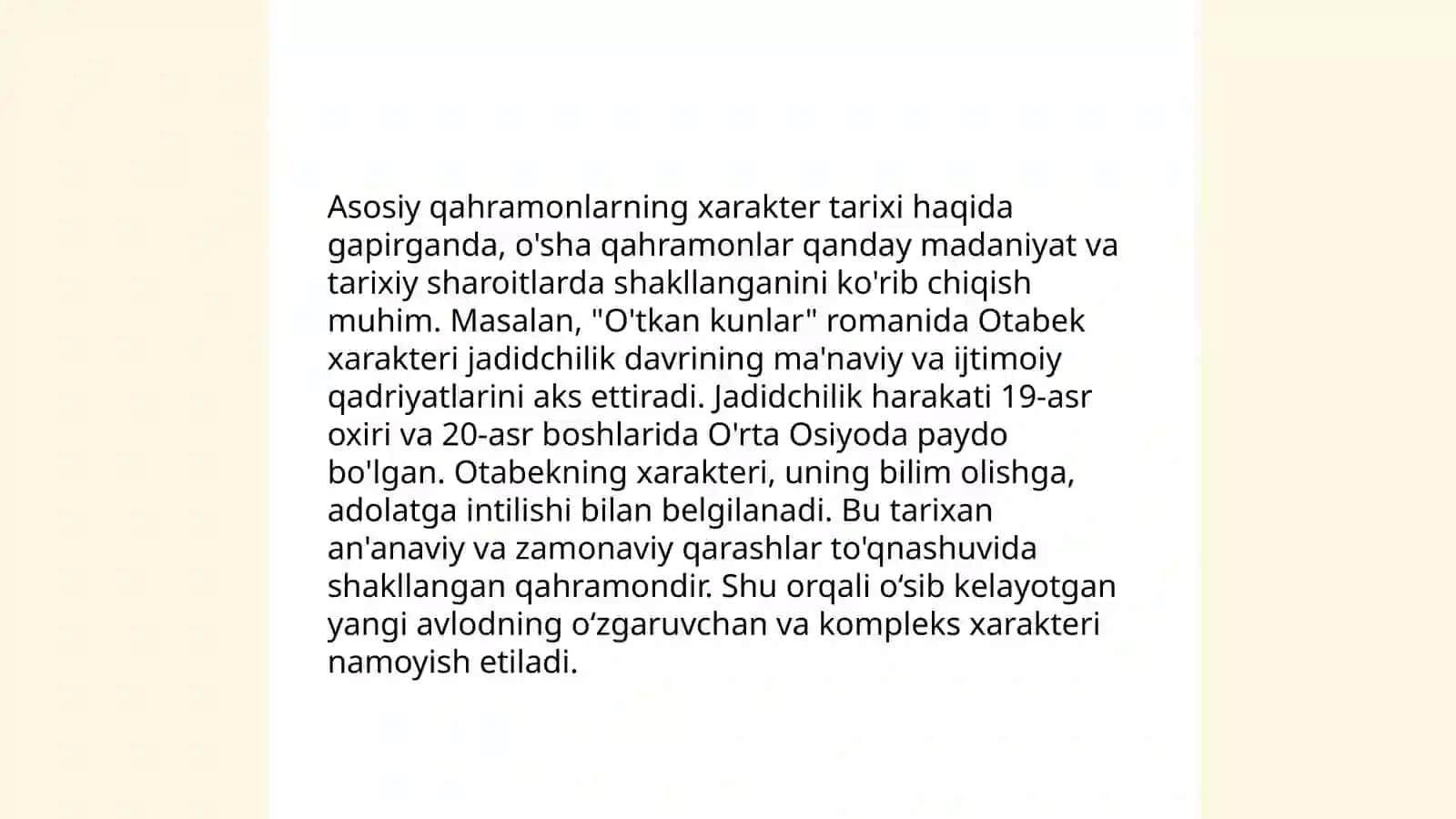 Sobir Oʻnarning Dunyo shunday tururmi qissasi haqida obrazlar xarakteri 3