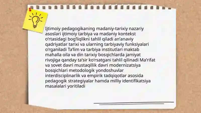 Ijtimoiy pedagogika rivojlanishining madaniy -tarixiy asoslari 3
