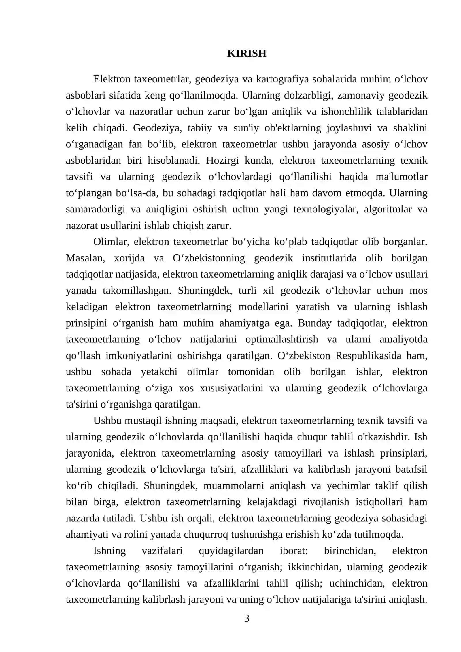 Elektron taxeometrlarning texnik tavsifi va geodezik o‘lchovlarda qo‘llanilishi 3