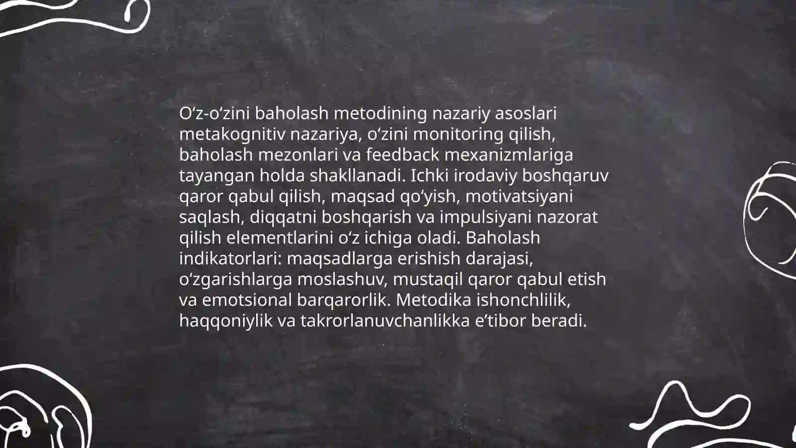 Oʻz-oʻzini baholash metodining nazariy asoslari va ichki irodaviy boshqaruv 3