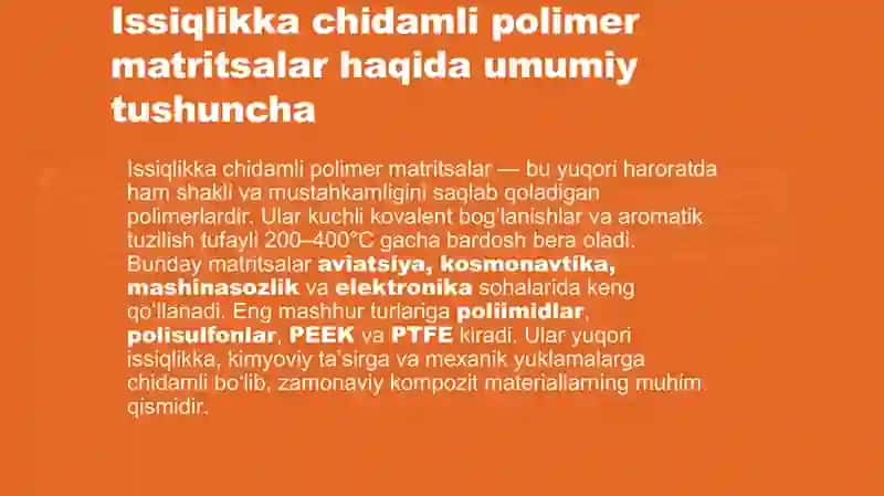 ISSIQLIKKA CHIDAMLI POLIMER MATRITSALARI 3