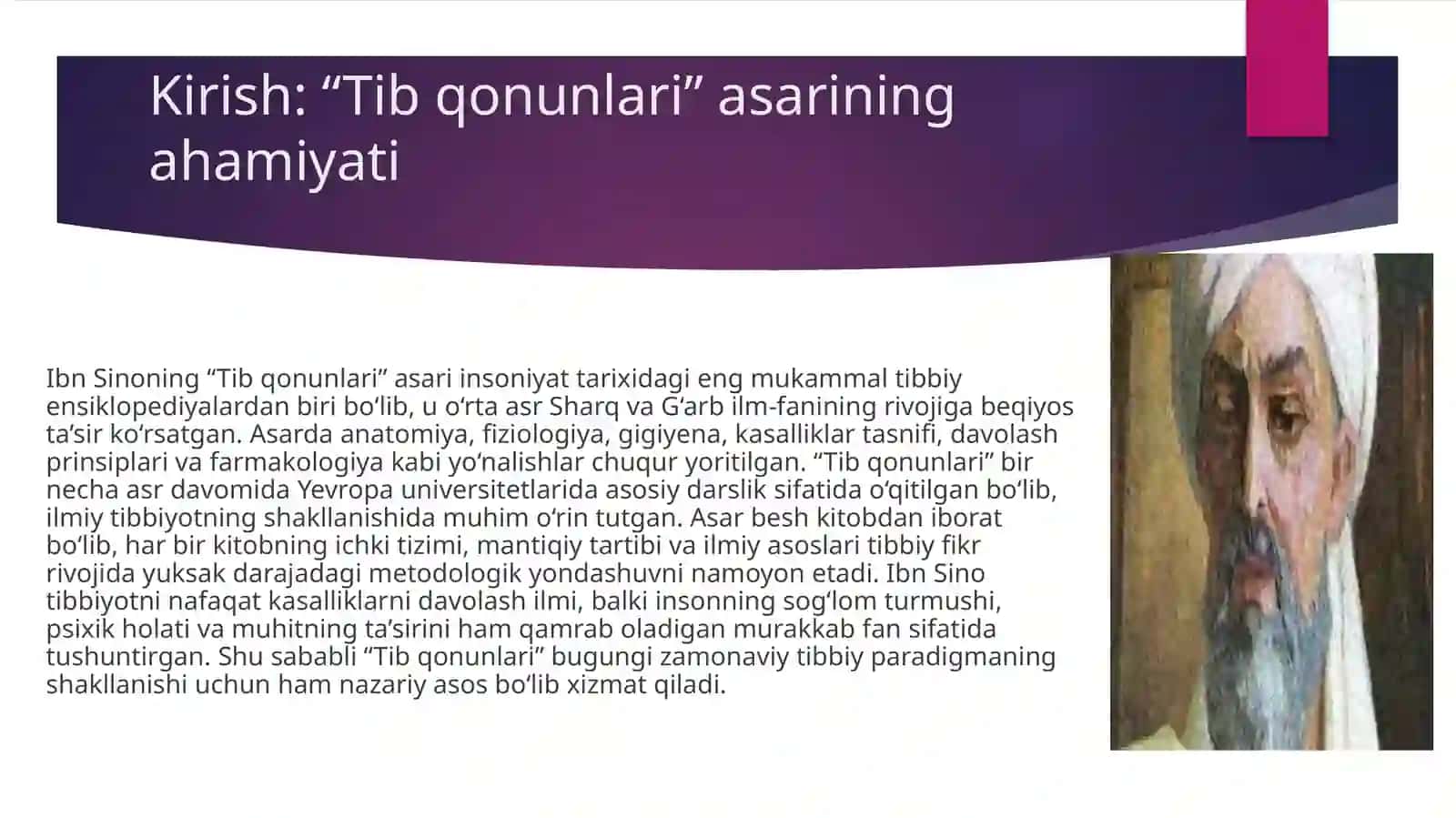 “Tib qonunlari” asariga sharx 3