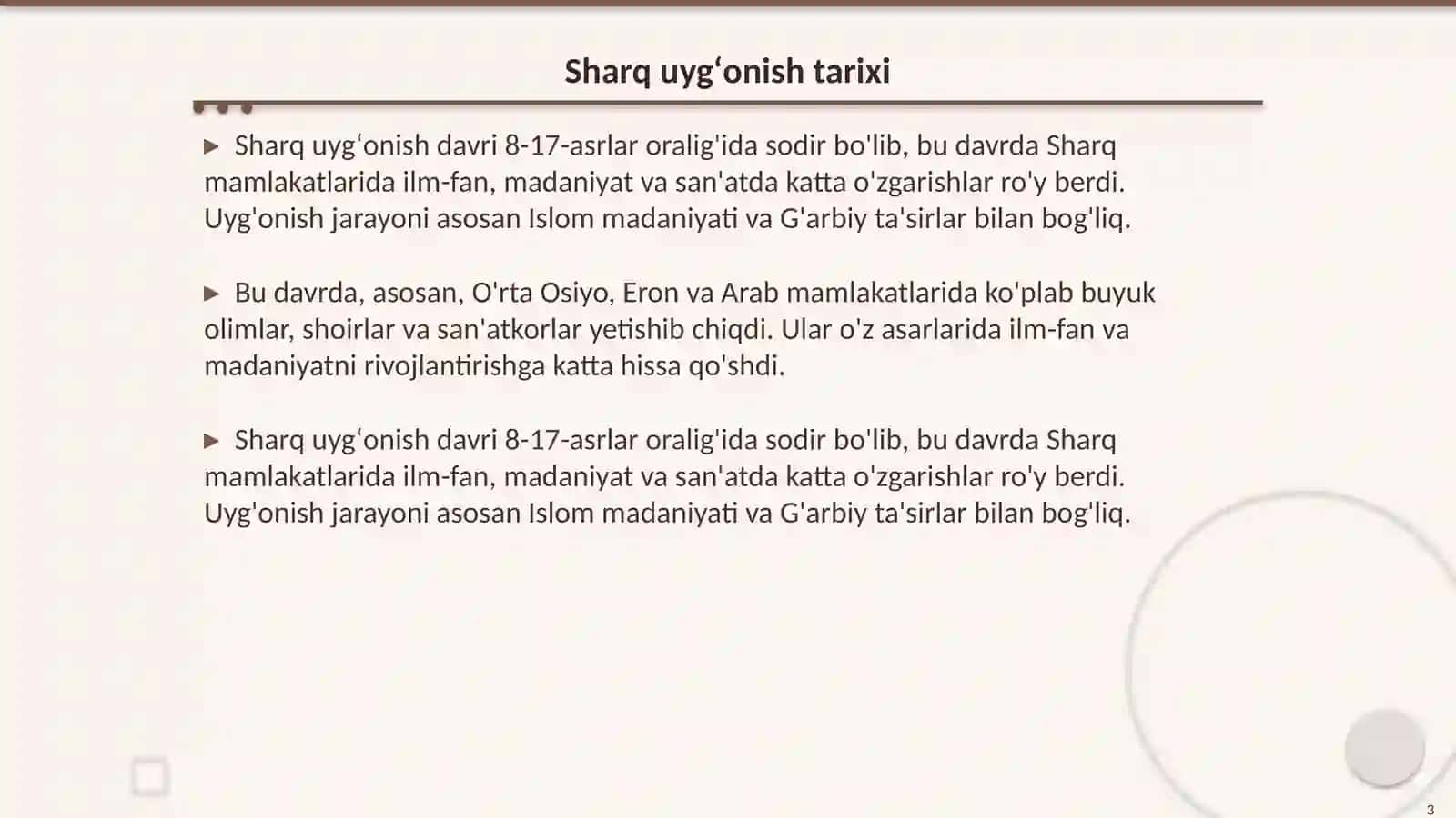 Sharq uygʻonish davri tushunchasi va uning xususiyatlari 3