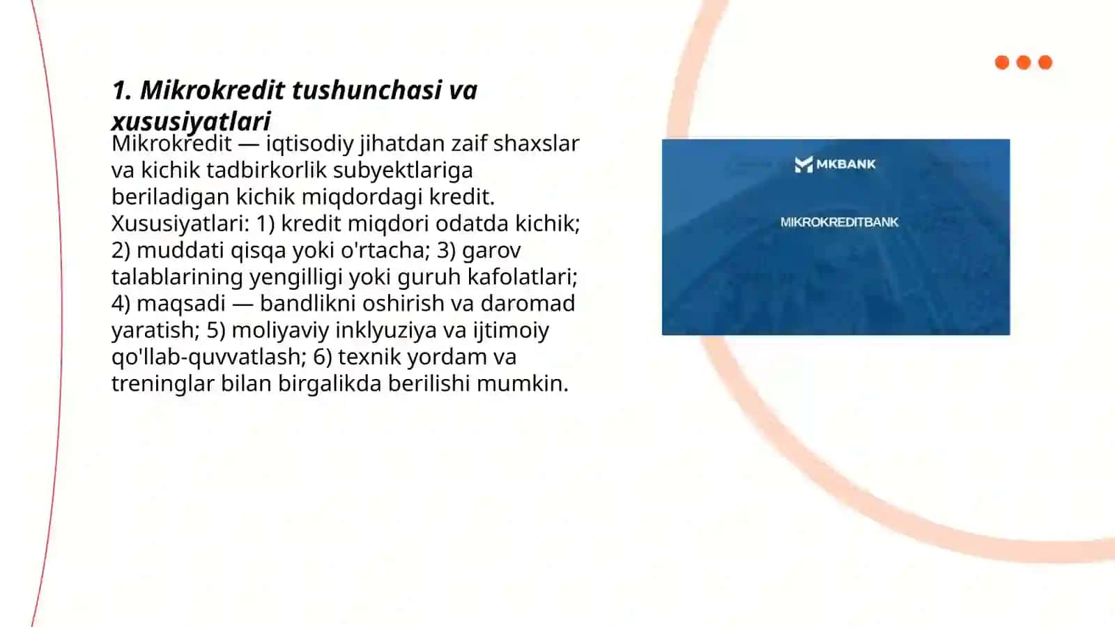 Mikrokredit tushunchasi va xususiyatlari 3