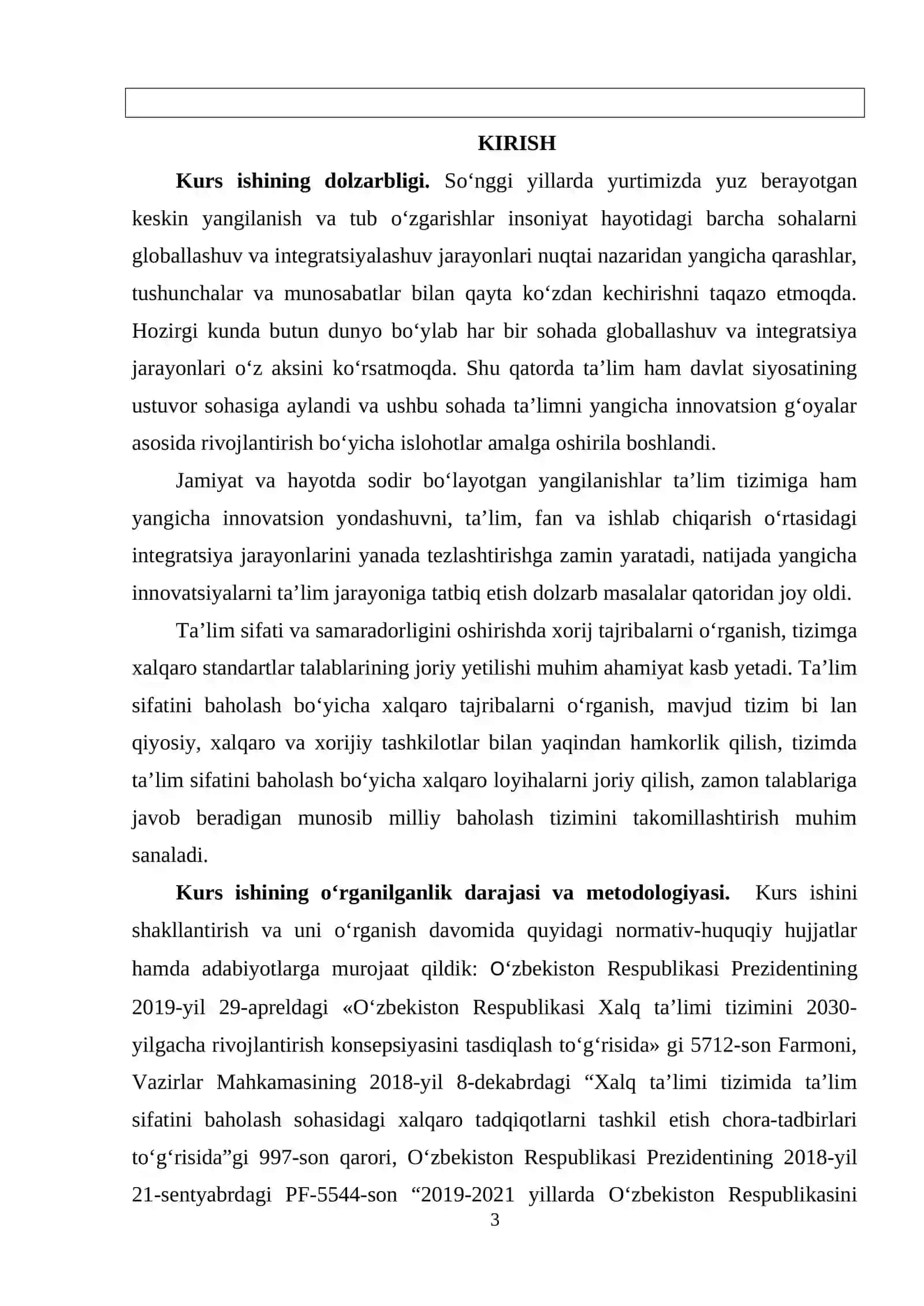 Mavzu: Ta’lim sifatini baholashning xalqaro tizimi 3