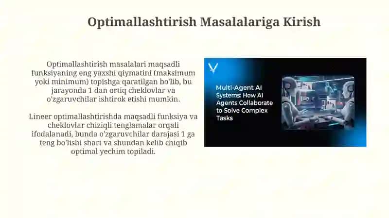 Optimallashtirish Masalalari va ularni yechishda Excel amaliy dasturidan foydalanish 3