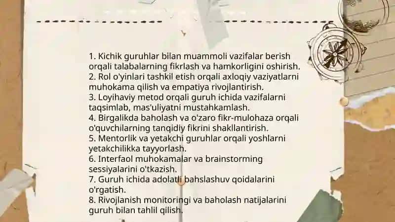 Tarbiya fanini interaktiv o'qitish metodlaridan foydalanish yo'llari 3
