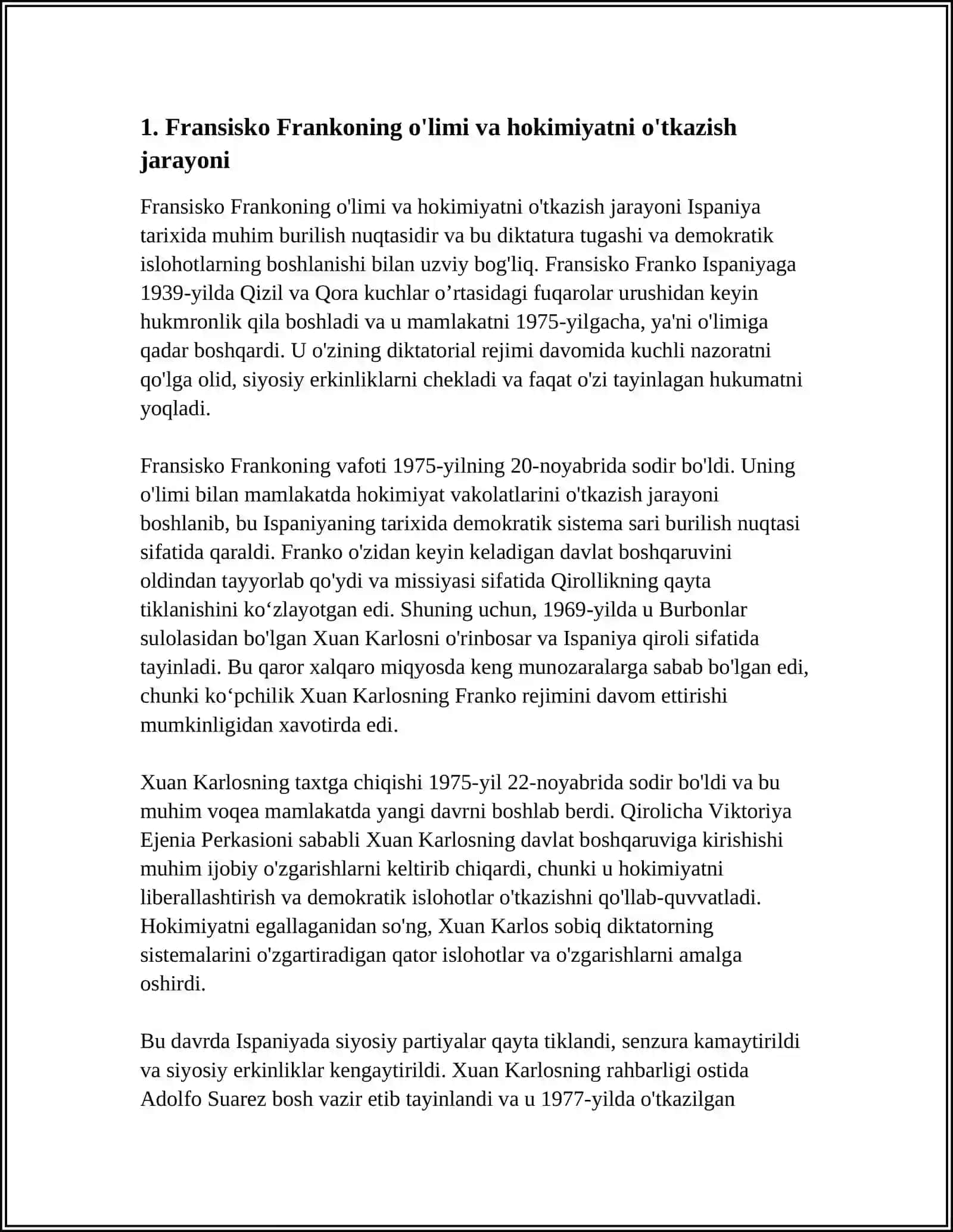 ISPANIYADA DIKTATURA TUGASHI VA DEMOKRATIK ISLOHATLAR 3