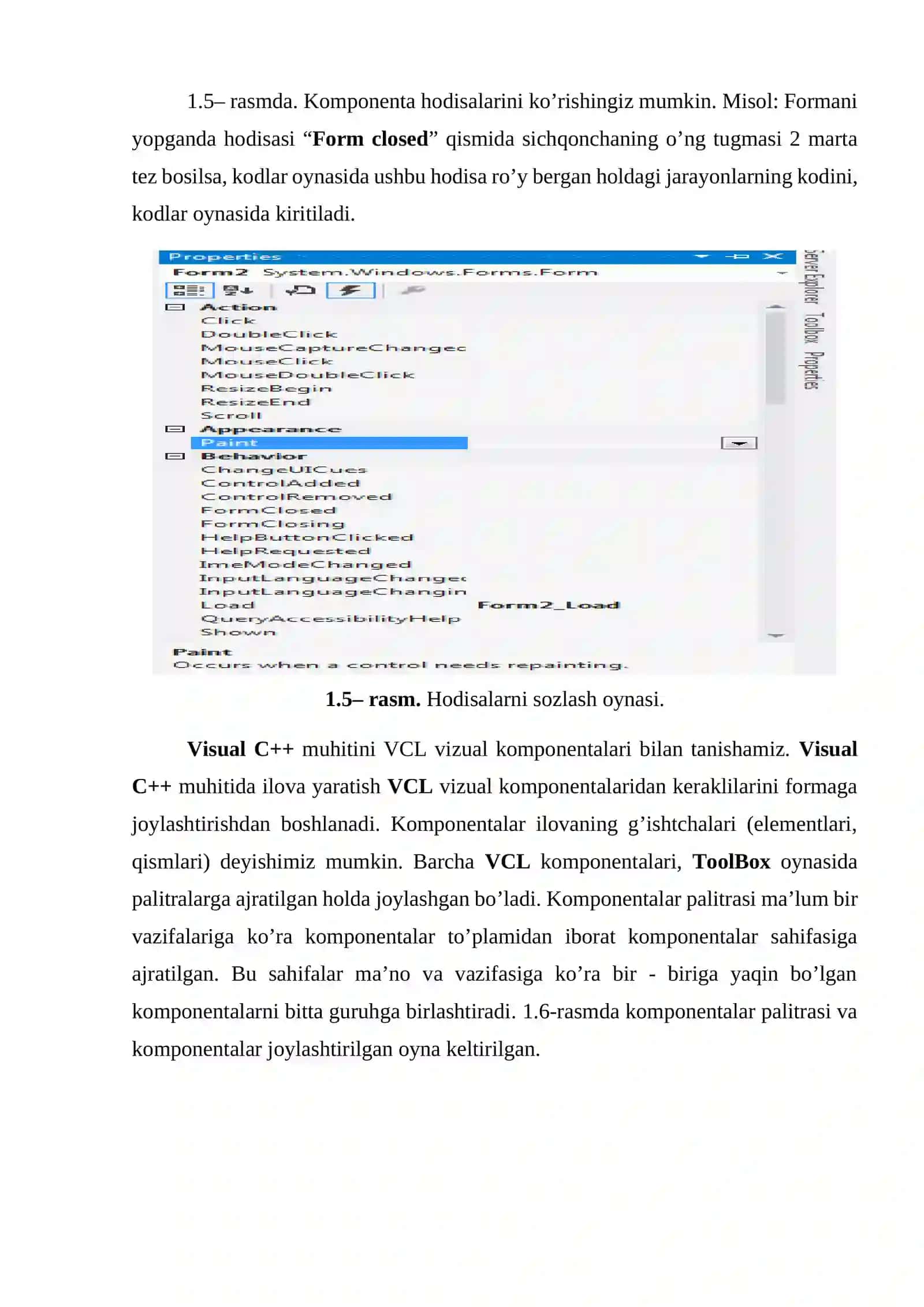 Visual C++ Forma muxitida bajarilishi kerak bo’lgan topshiriq uchun ko’rsatma 3