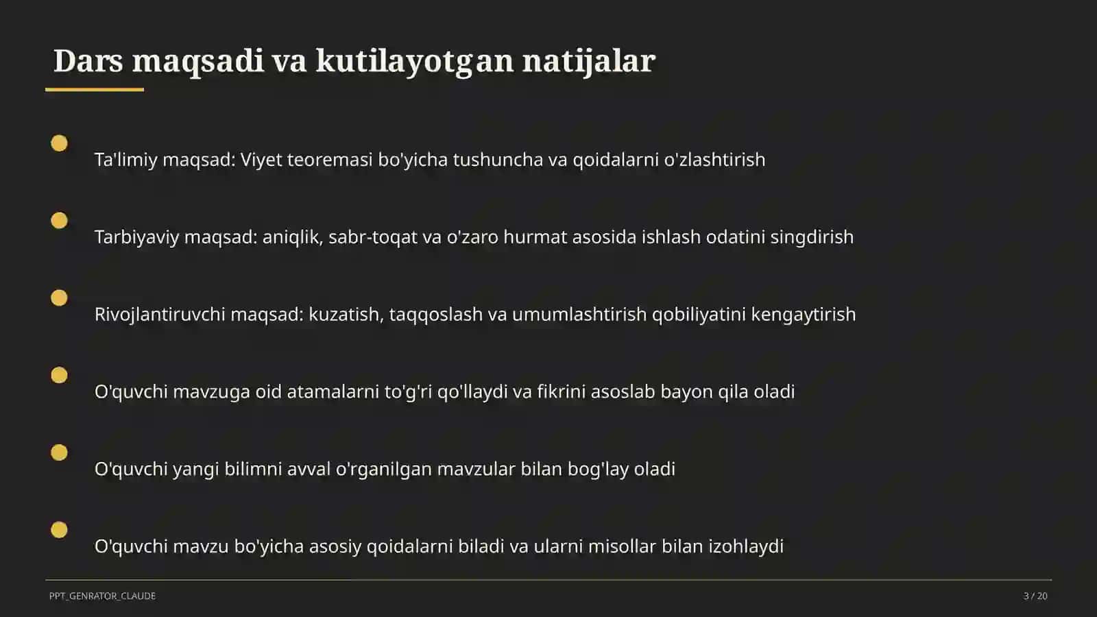 Viyet teoremasi (8-sinf) 3