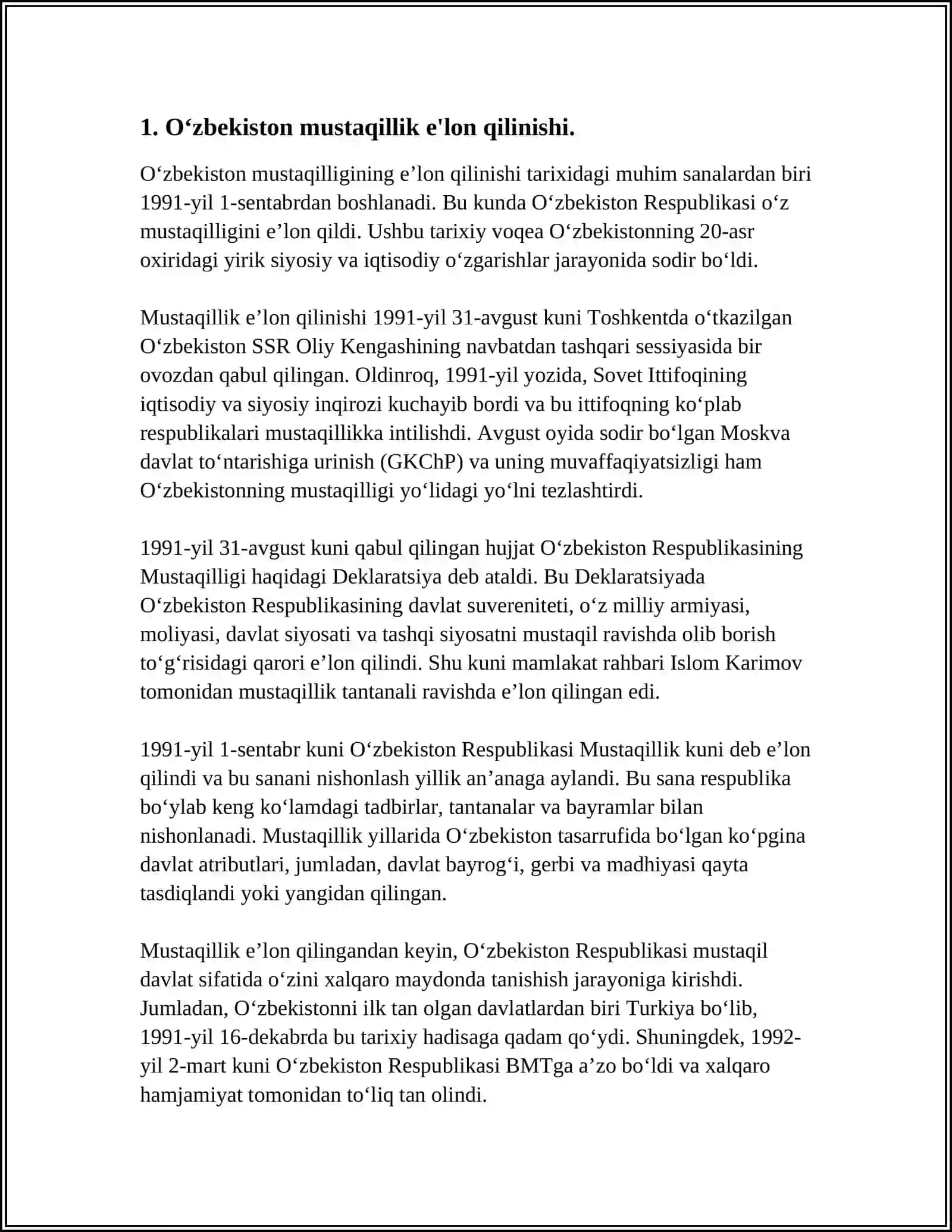 O‘zbekiston Mustaqillikka 3