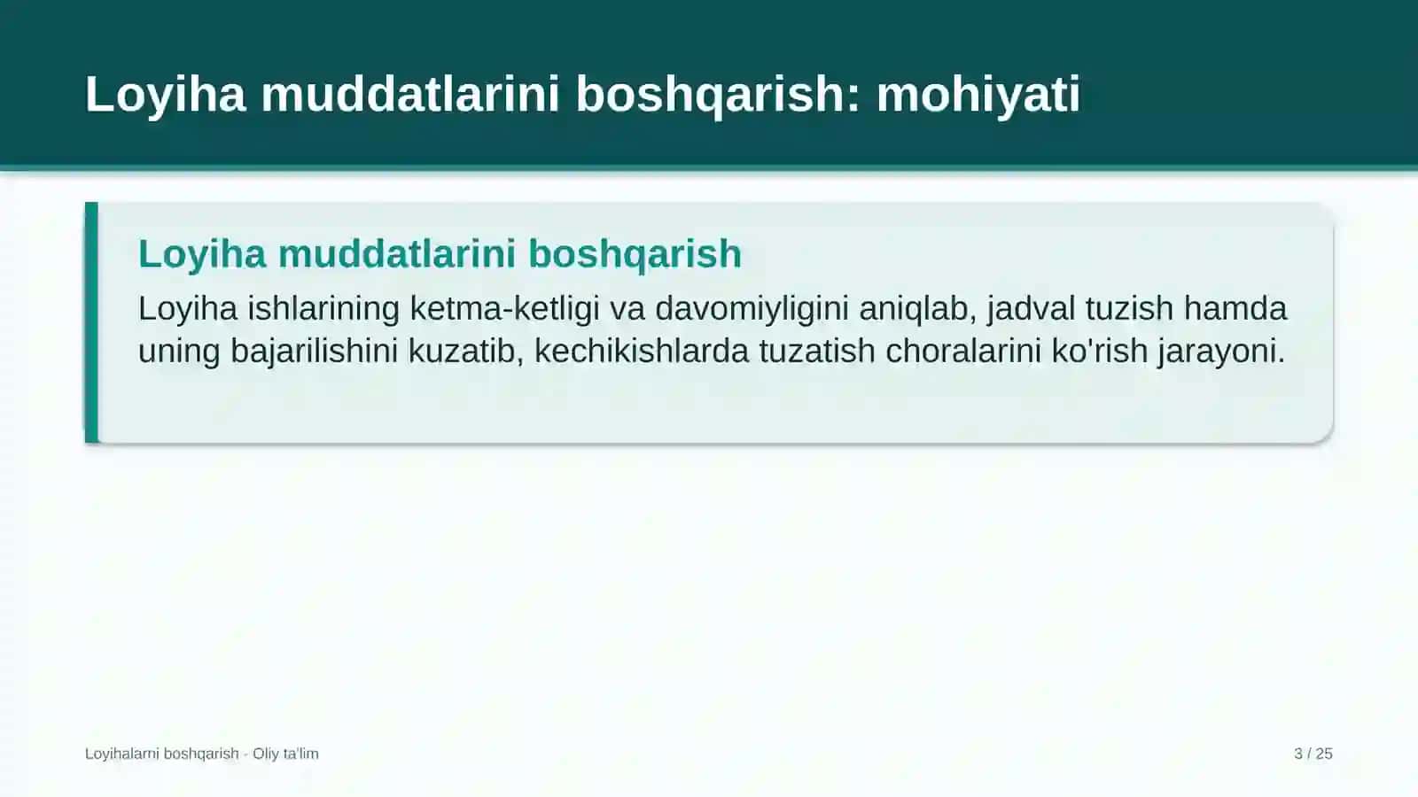 Bolalar o'yin markazlarida loyiha muddatlarini boshqarish 3